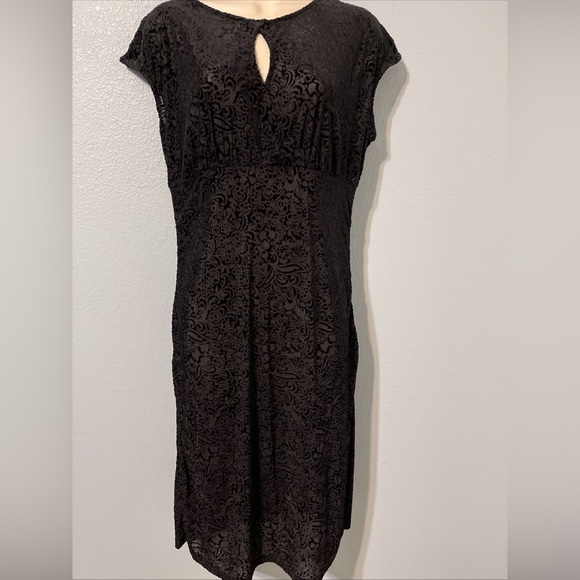 Apt. 9 Dresses & Skirts - Black Velvet Burnout Midi Dress Damask Sheath Goth Academia Vamp Sexy Apt 9 PXL